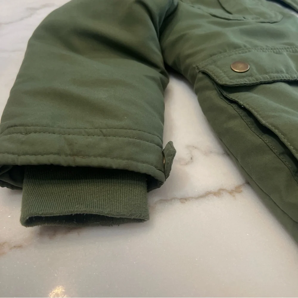 Carter’s Boys Faux Fur Hooded Parka Winter Coat Green Size M 5/6